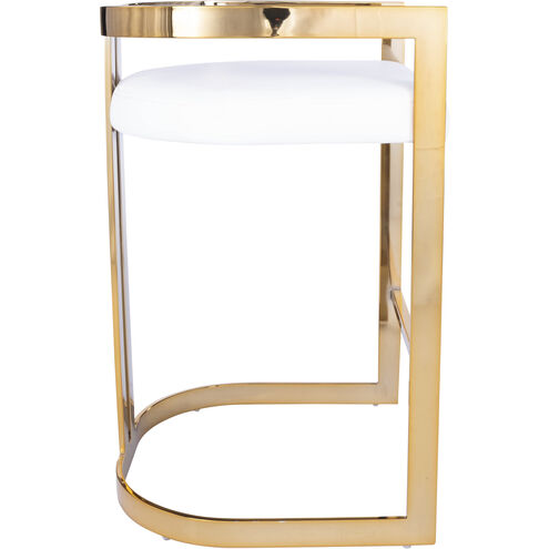 Clarence Gold & White Faux Leather Bar Stool