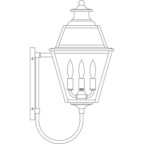Inverness 3 Light 23 inch Satin Black Outdoor Wall Mount in Clear