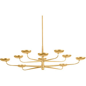 Taormina 10 Light 63 inch Vintage Gold Leaf Chandelier Ceiling Light