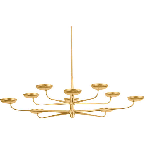 Taormina 10 Light 63 inch Vintage Gold Leaf Chandelier Ceiling Light