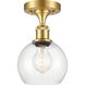 Ballston Athens LED 6 inch Satin Gold Semi-Flush Mount Ceiling Light in Clear Glass