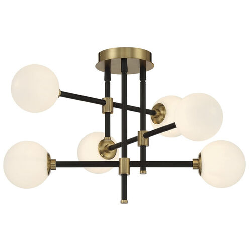 Cosmet 6 Light 20 inch Coal and Aged Brass Flush Mount Ceiling Light