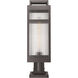 Ridgeway 1 Light 21.38 inch Bronze Outdoor Post Lantern in Striped Clear Glass