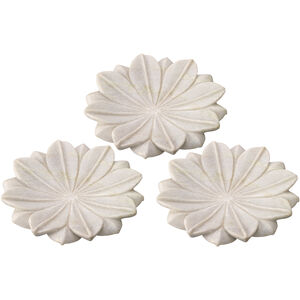 Lotus 9 X 9 inch White Marble Plates, Set of 3