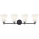 Fusion Collection - Pavia Family 4 Light 33.75 inch Matte Black and Opal Bath Bar Wall Light, EVOLV