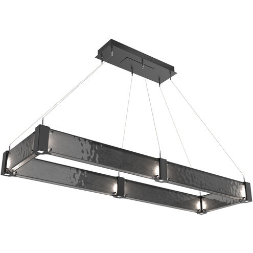 Parallel LED Matte Black Linear Pendant Ceiling Light in 3000K LED, Smoke Granite, Rectangular