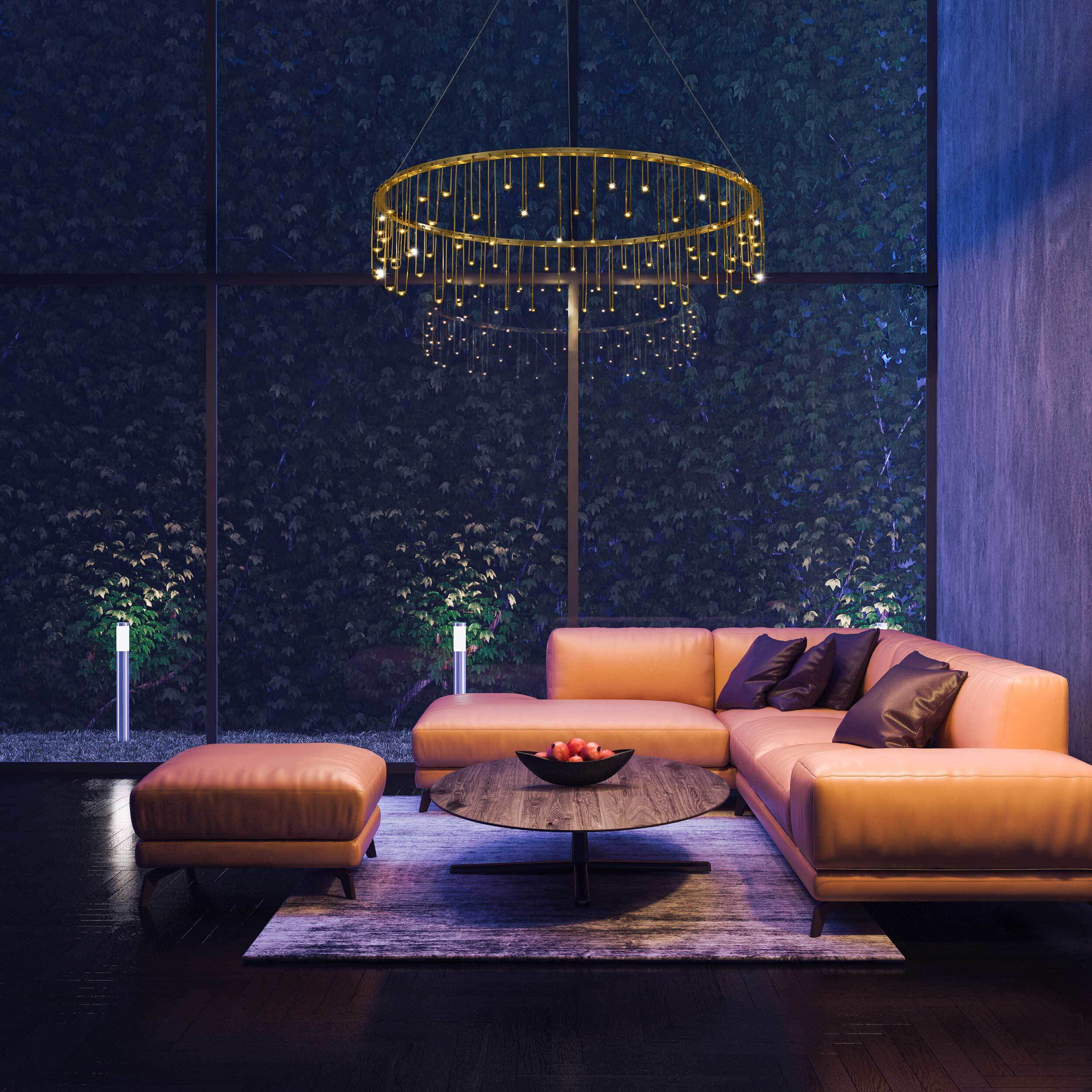 Lucerna LED 39.38 inch Stainless Steel Gold Chandelier Ceiling Light