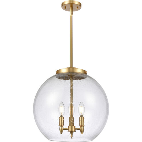 Ballston Athens 3 Light 15.75 inch Satin Gold Statement Pendant Ceiling Light in Incandescent, Seedy