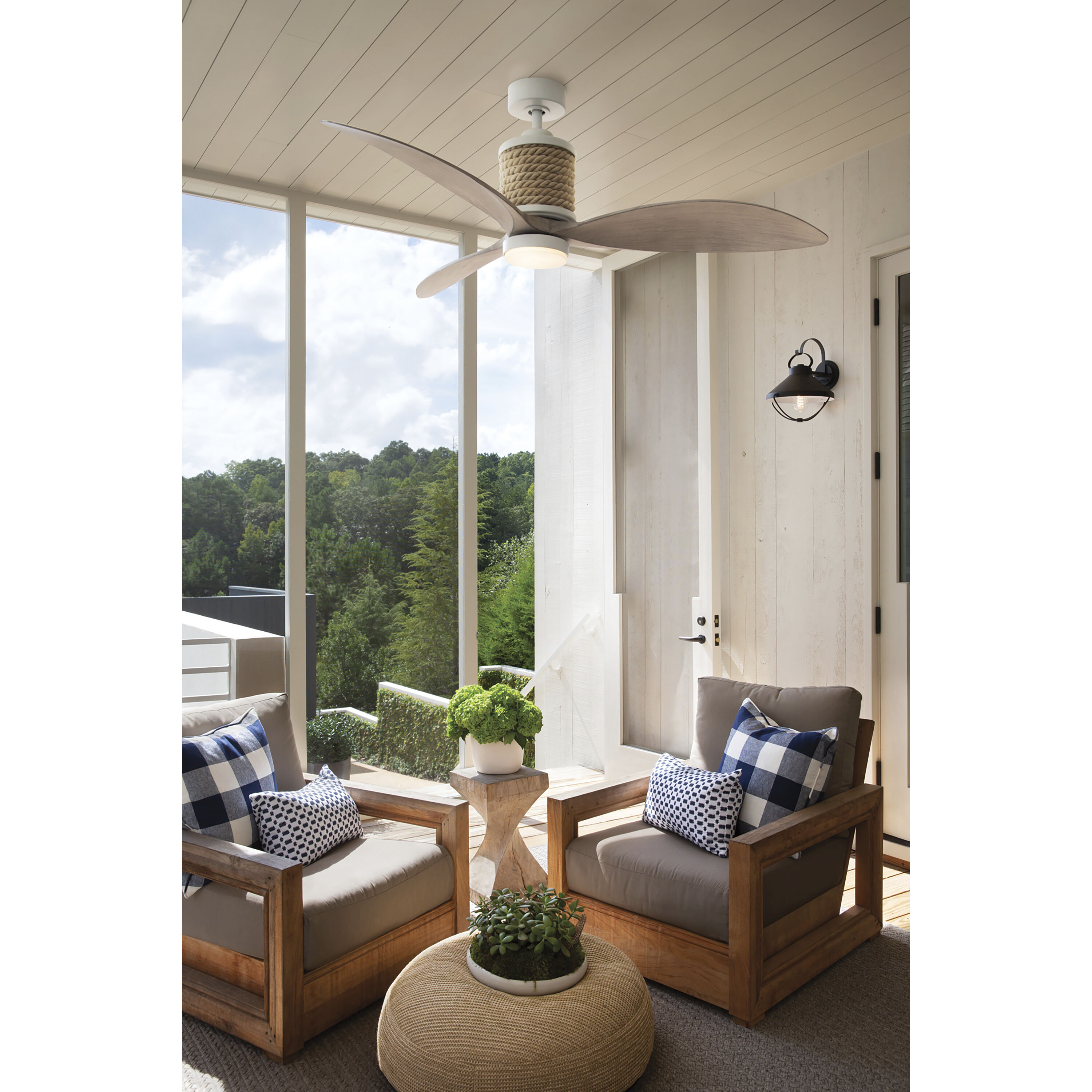 Marin 60 inch Matte White with Weathered Wood Blades Fan