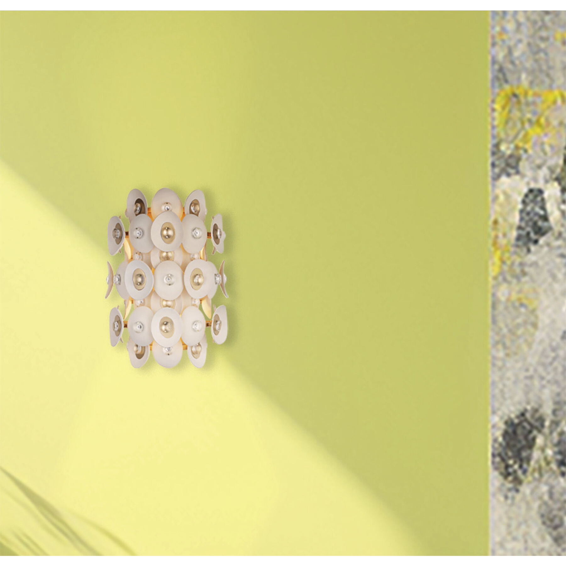 Niu 2 Light 11 inch Coconut Shell Gold / Coconut Shell White Wall Sconce Wall Light