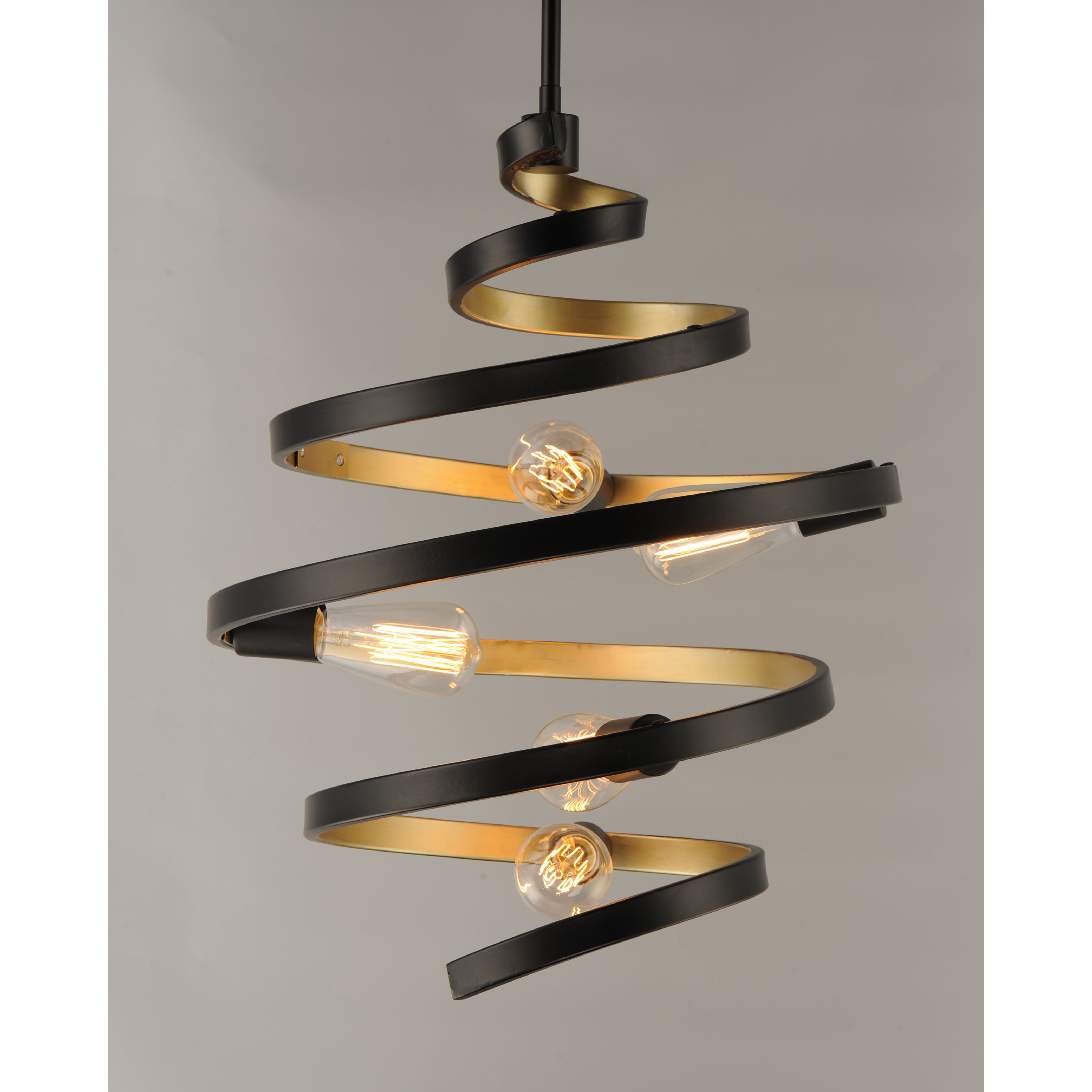 Twister 5 Light 18 inch Black/Gold Multi-Light Pendant Ceiling Light