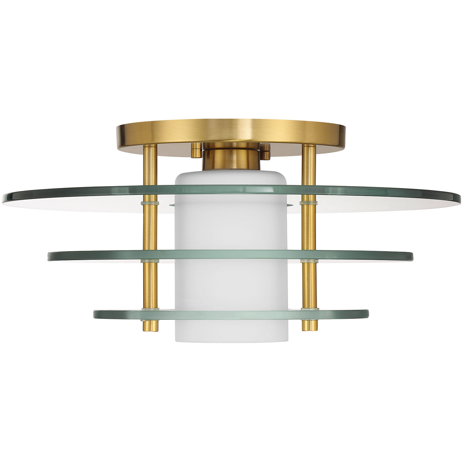 Newell 1 Light 16 inch Warm Brass Semi-Flush Ceiling Light