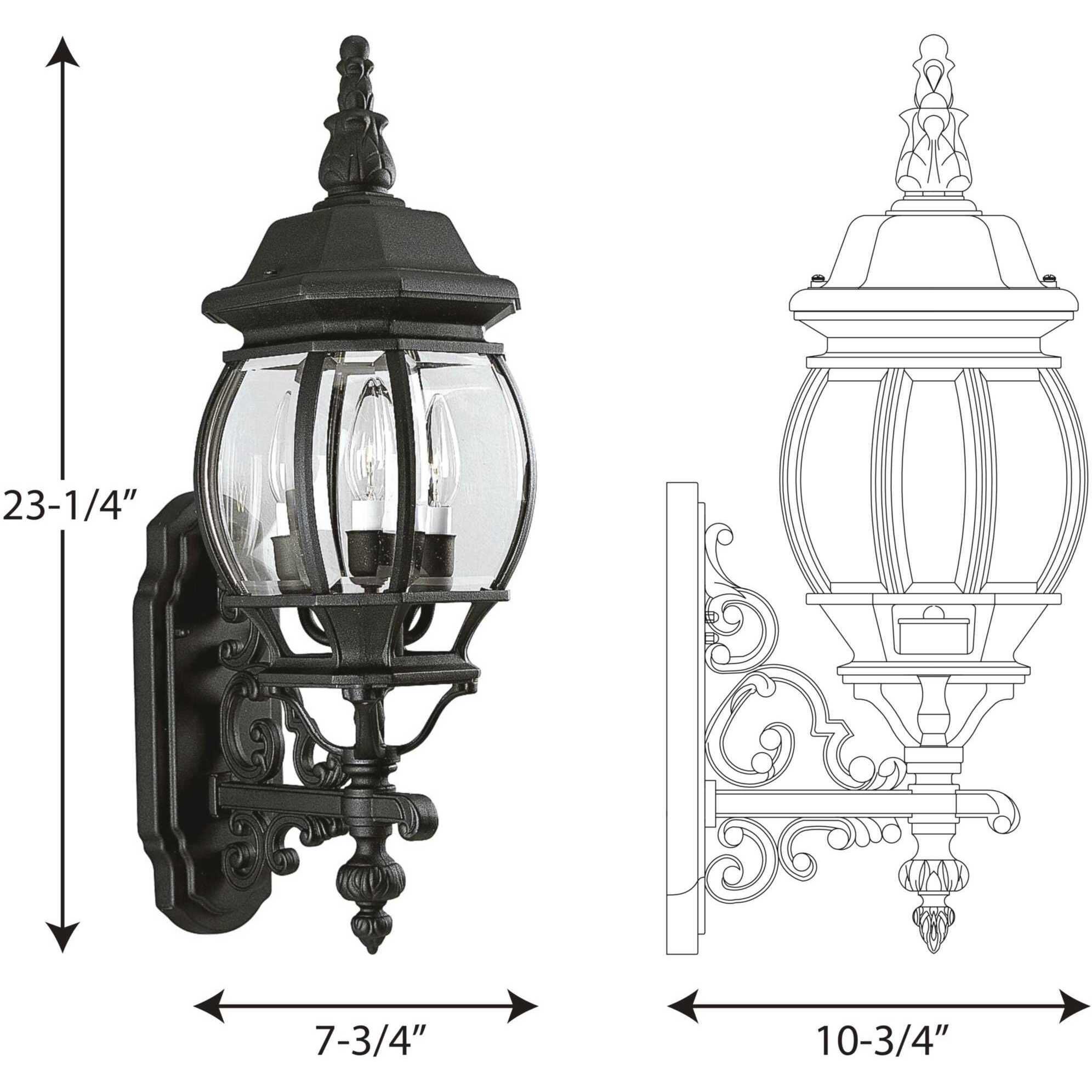Onion 3 Light 23 inch Textured Black Outdoor Wall Lantern