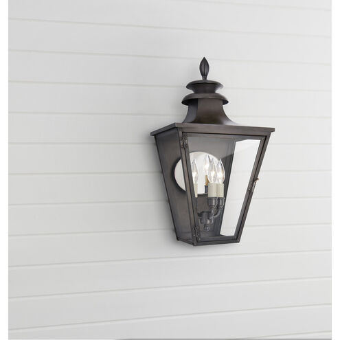 Chapman & Myers Albermarle 3 Light 20 inch Blackened Copper Outdoor Wall Lantern, Small