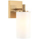 Candela Wall Sconce Wall Light in Aged Gold Brass and Opal Glass