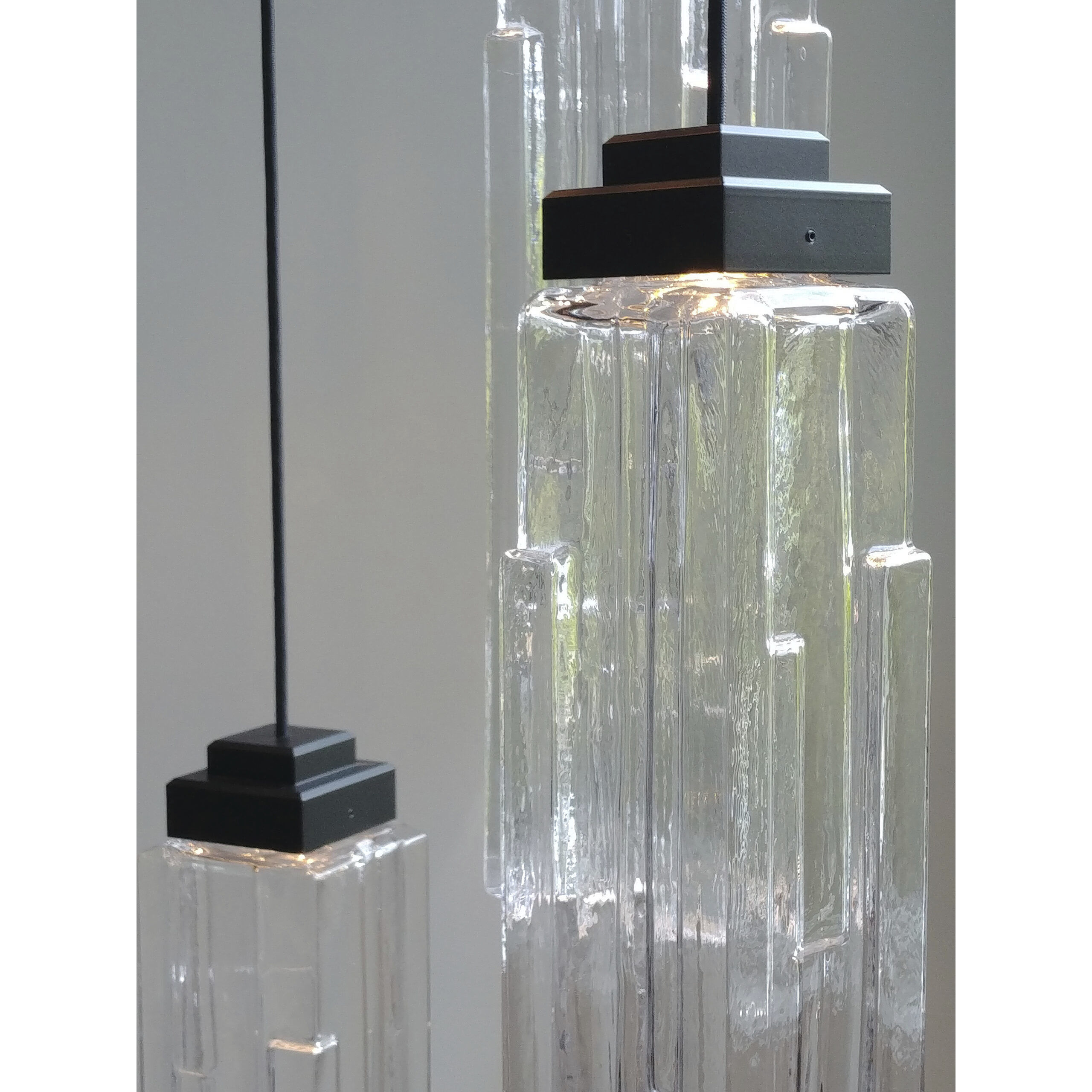 Ledgestone LED Beige Silver Chandelier Ceiling Light, Square Multi-Port