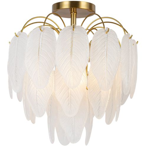 Alessia 4 Light 13.6 inch Brushed Brass and White Semi-Flush Mount Ceiling Light