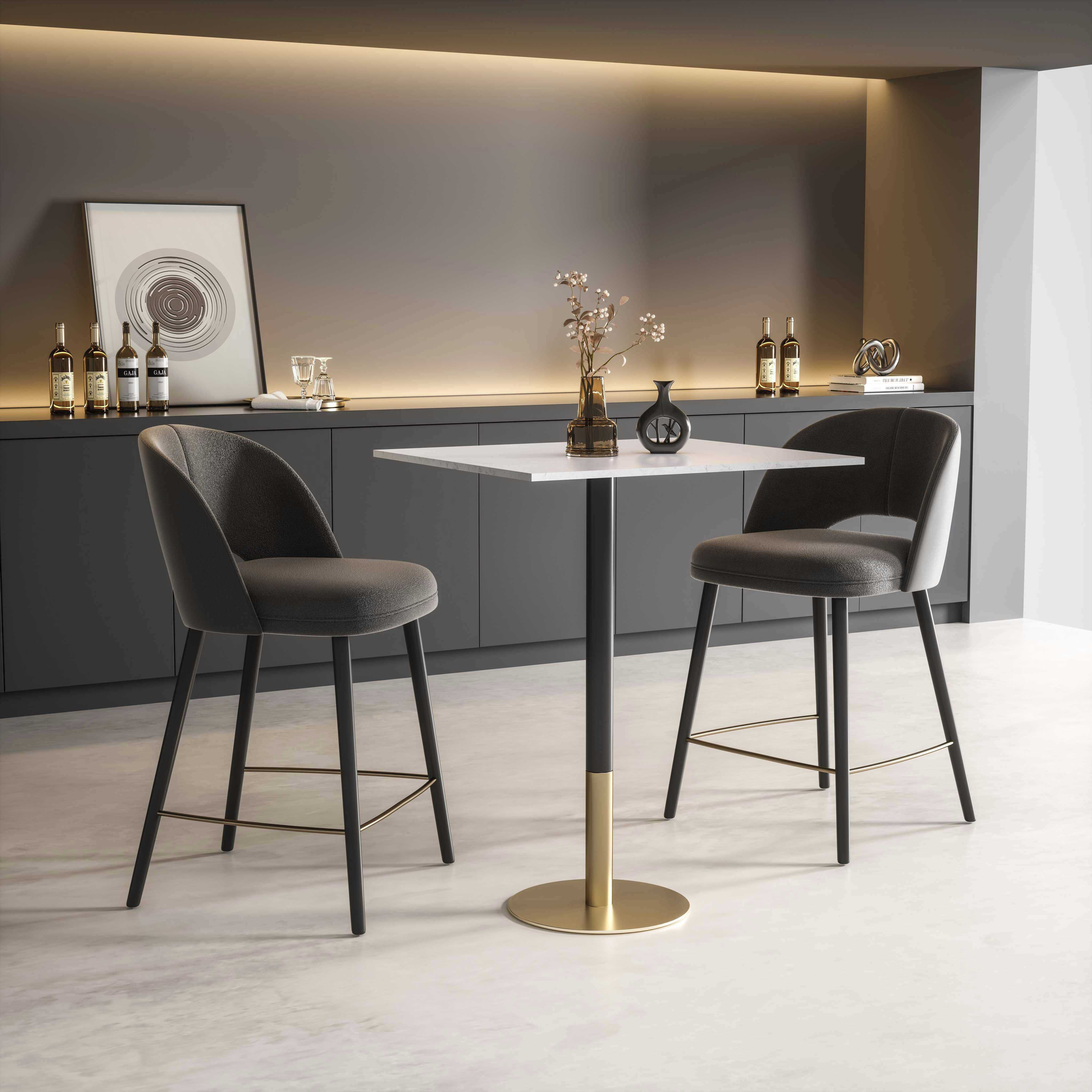 Ronan 39.5 X 31.5 inch White and Gold Pub Table