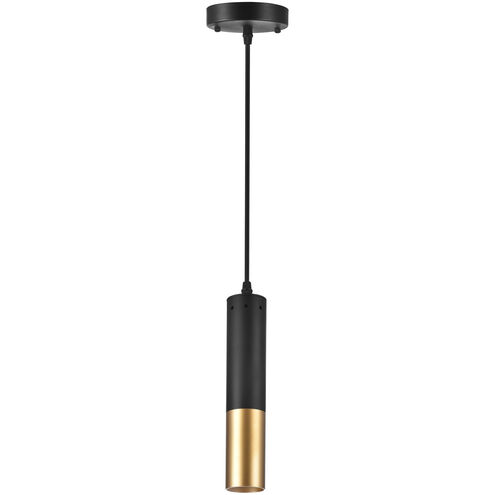 Anem 1 Light 2 inch Matte Black and Satin Gold Down Mini Pendant Ceiling Light