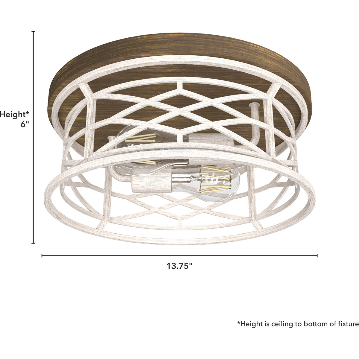 Langwood 2 Light 13.75 inch Distressed White Flush Mount Ceiling Light