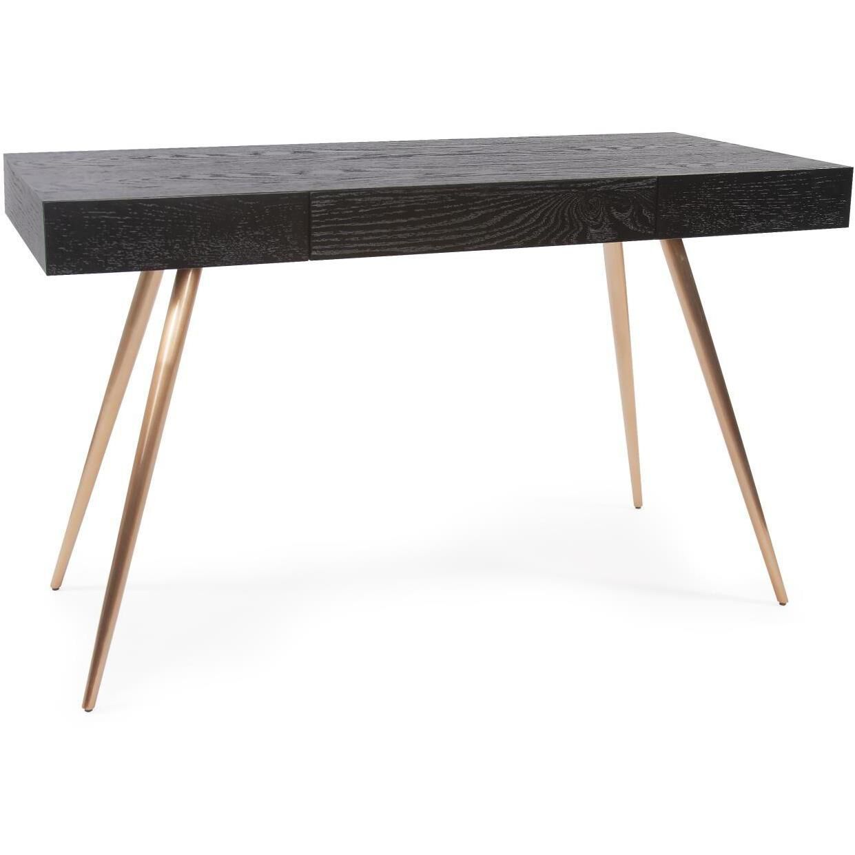 Millard 50 inch Black and Antique Brass Writing Desk