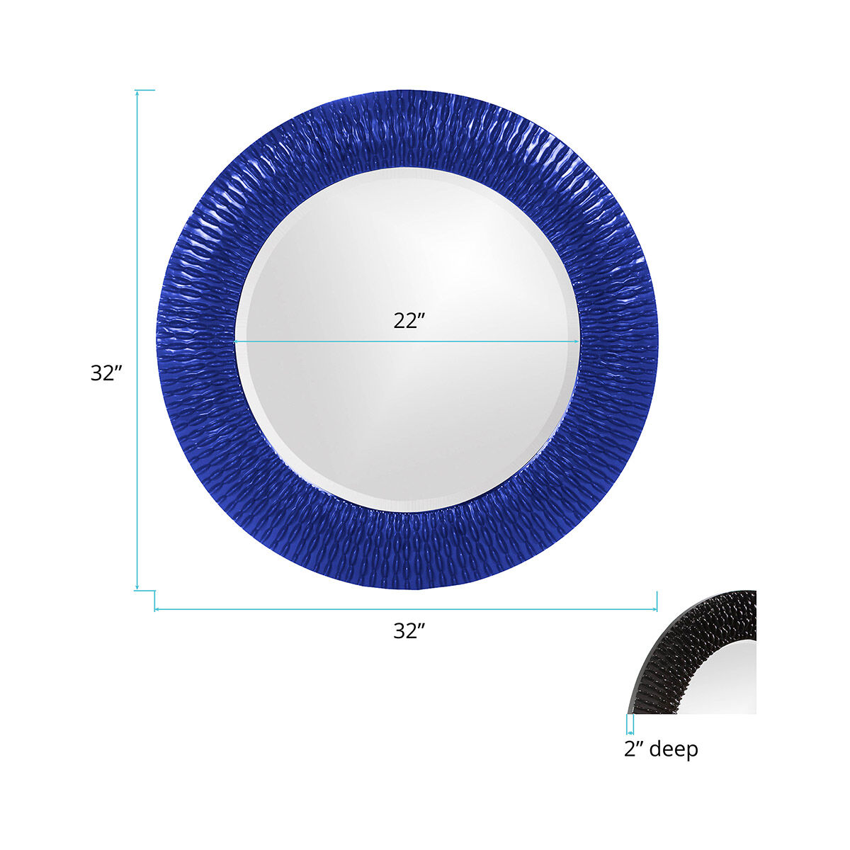 Bergman 32 X 32 inch Glossy Royal Blue Wall Mirror