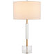 Deville 31 inch 150 watt Clear and Antique Brass Table Lamp Portable Light