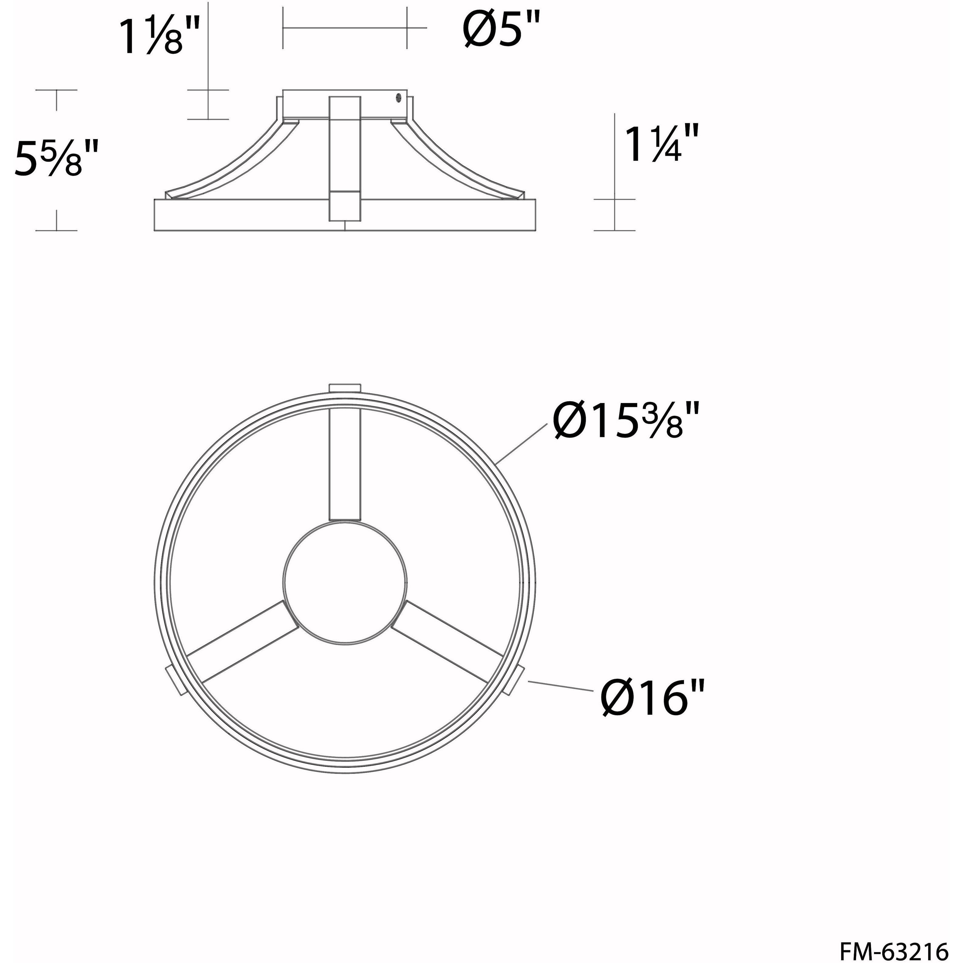 Chaucer LED 16 inch White Semi-Flush Mount Ceiling Light, dweLED