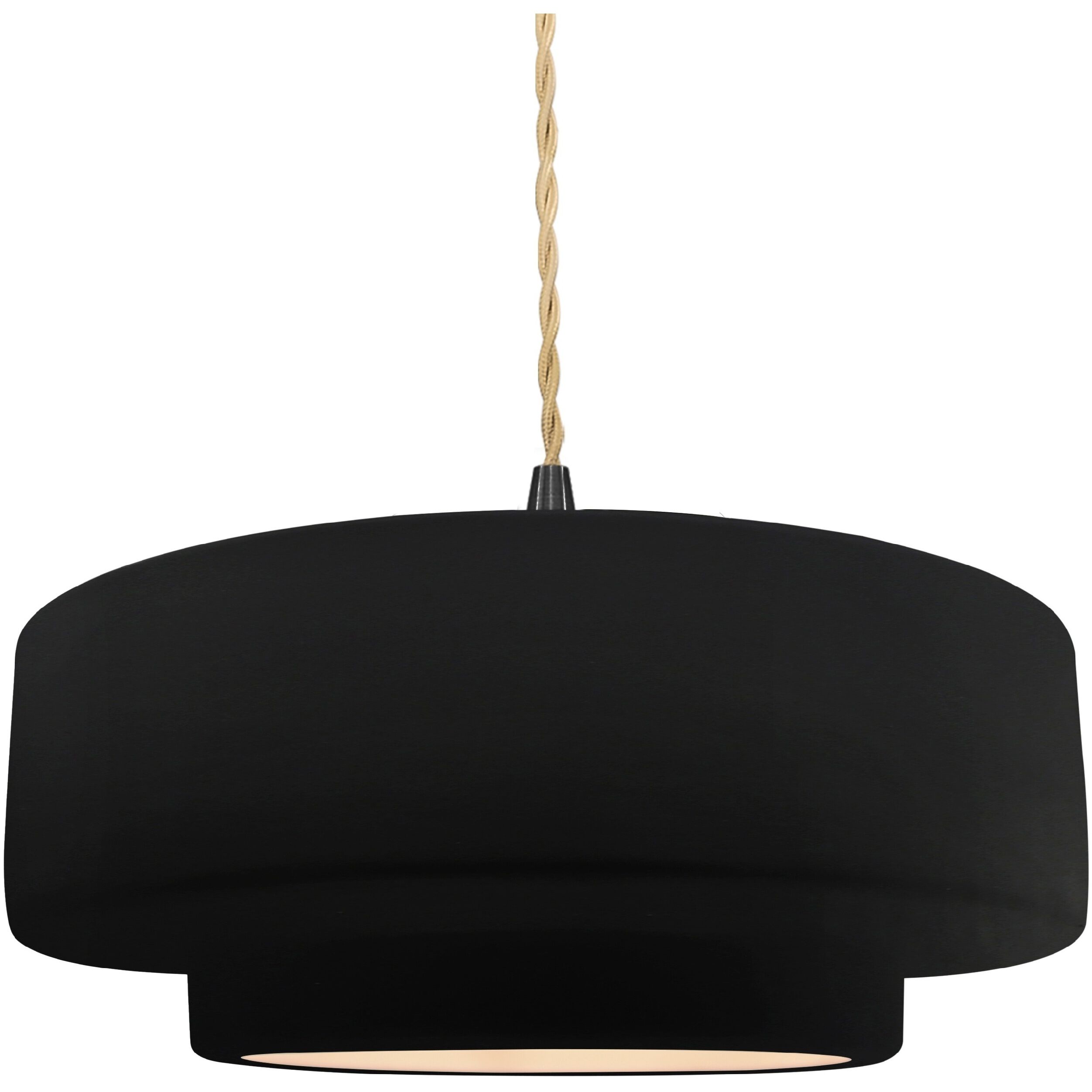 Radiance Collection - Tier Pendant Ceiling Light in Matte Black, Replaceable Bulb, Beige Twist Cord, Carbon Matte Black, 14.5W x 5.25H, Form+Finish+Function