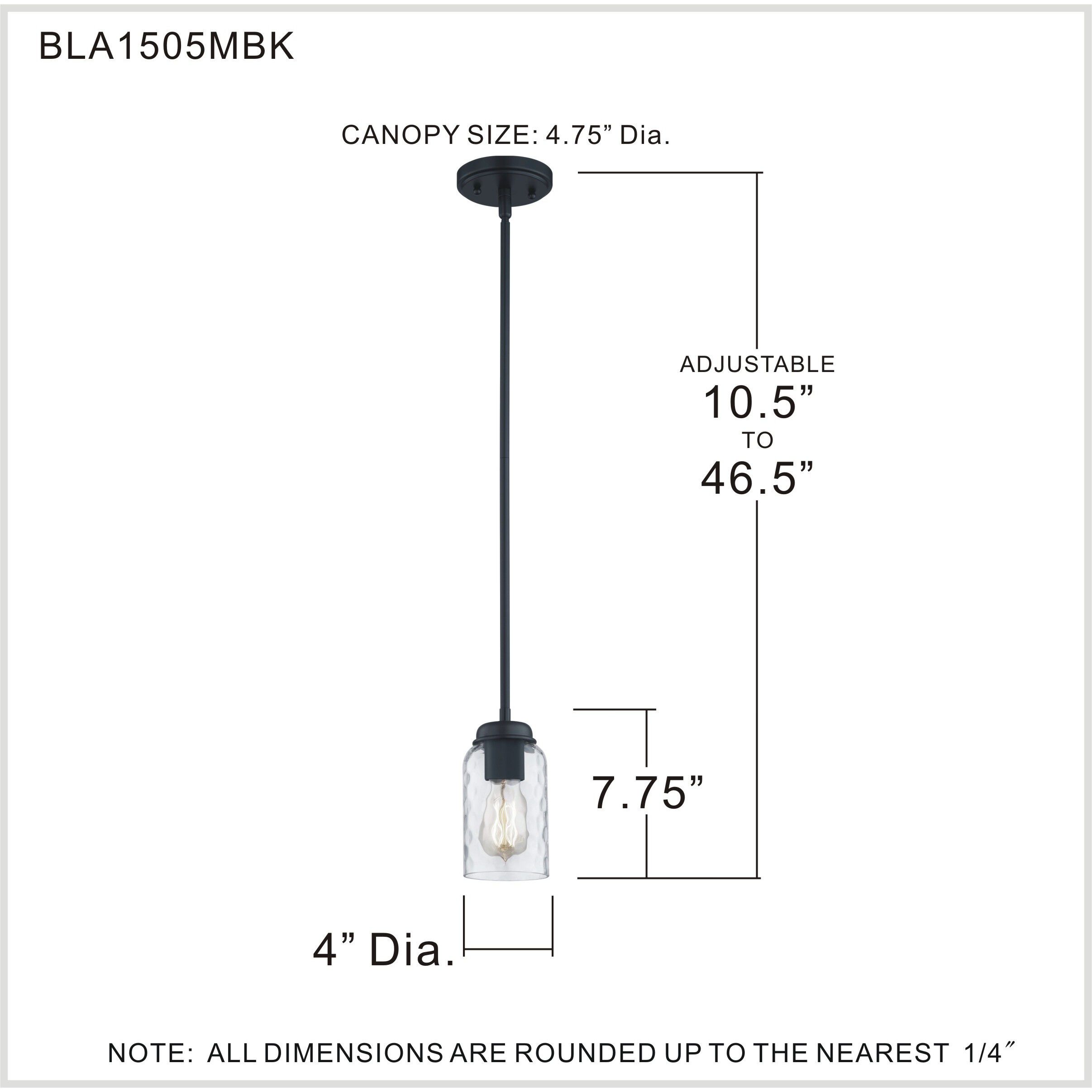 Blanche 1 Light 4 inch Matte Black Mini Pendant Ceiling Light