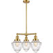 Franklin Restoration Bullet LED 20 inch Satin Gold Chandelier Ceiling Light in Seedy Glass