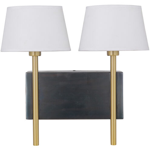 Parker 2 Light 15.63 inch Fired Steel/Satin Brass Wall Sconce Wall Light