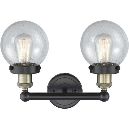 Beacon 2 Light 15.5 inch Black Antique Brass Bath Vanity Light Wall Light in Seedy