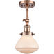 Franklin Restoration Olean 1 Light 7 inch Antique Copper Semi-Flush Mount Ceiling Light in Matte White Glass, Franklin Restoration