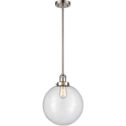 Franklin Restoration XX-Large Beacon LED 12 inch Brushed Satin Nickel Mini Pendant Ceiling Light in Clear Glass, Franklin Restoration