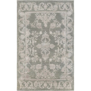 Opulent 72 X 48 inch Blue and Gray Area Rug, Wool, Cotton, and Viscose
