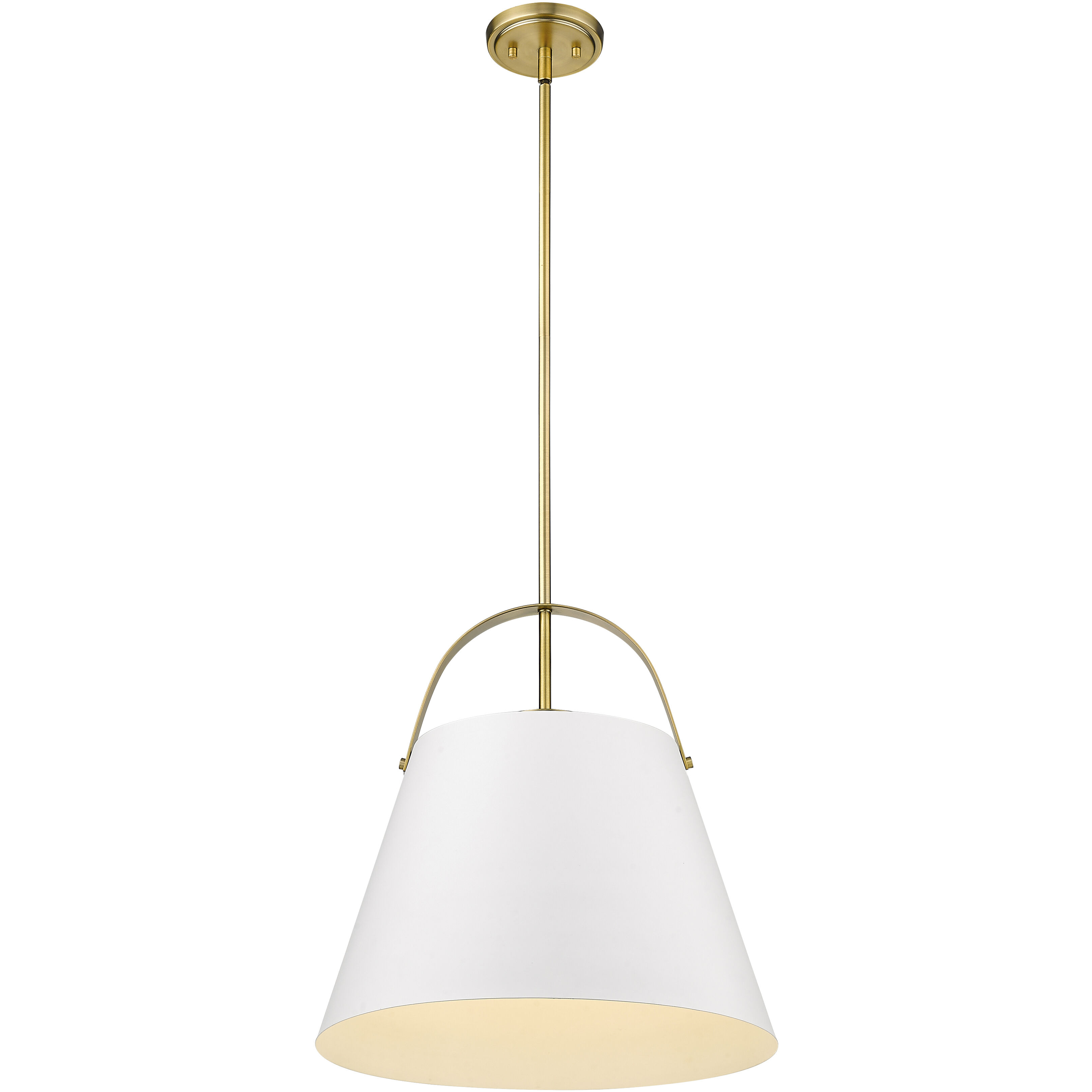 Z-Studio 1 Light 18 inch Matte White and Heritage Brass Pendant Ceiling Light