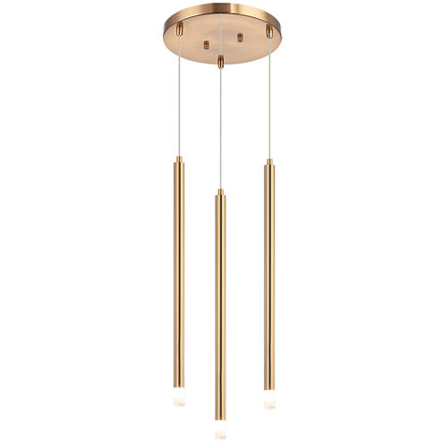 Reigndrop 3 Light 11 inch Aged Gold Brass Pendant Ceiling Light