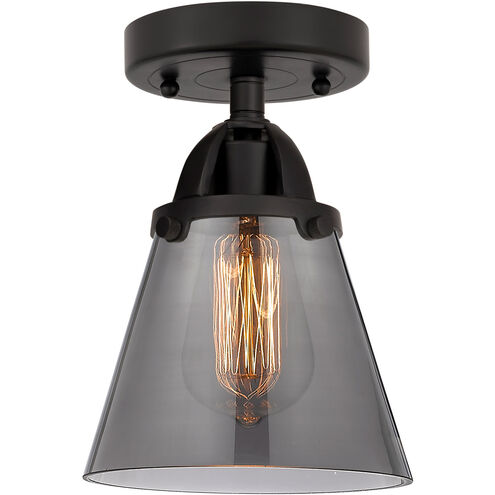 Nouveau 2 Small Cone 1 Light 6 inch Matte Black Semi-Flush Mount Ceiling Light in Plated Smoke Glass