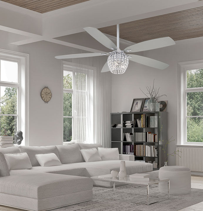 Bling 56 inch Chrome with Silver Blades Ceiling Fan