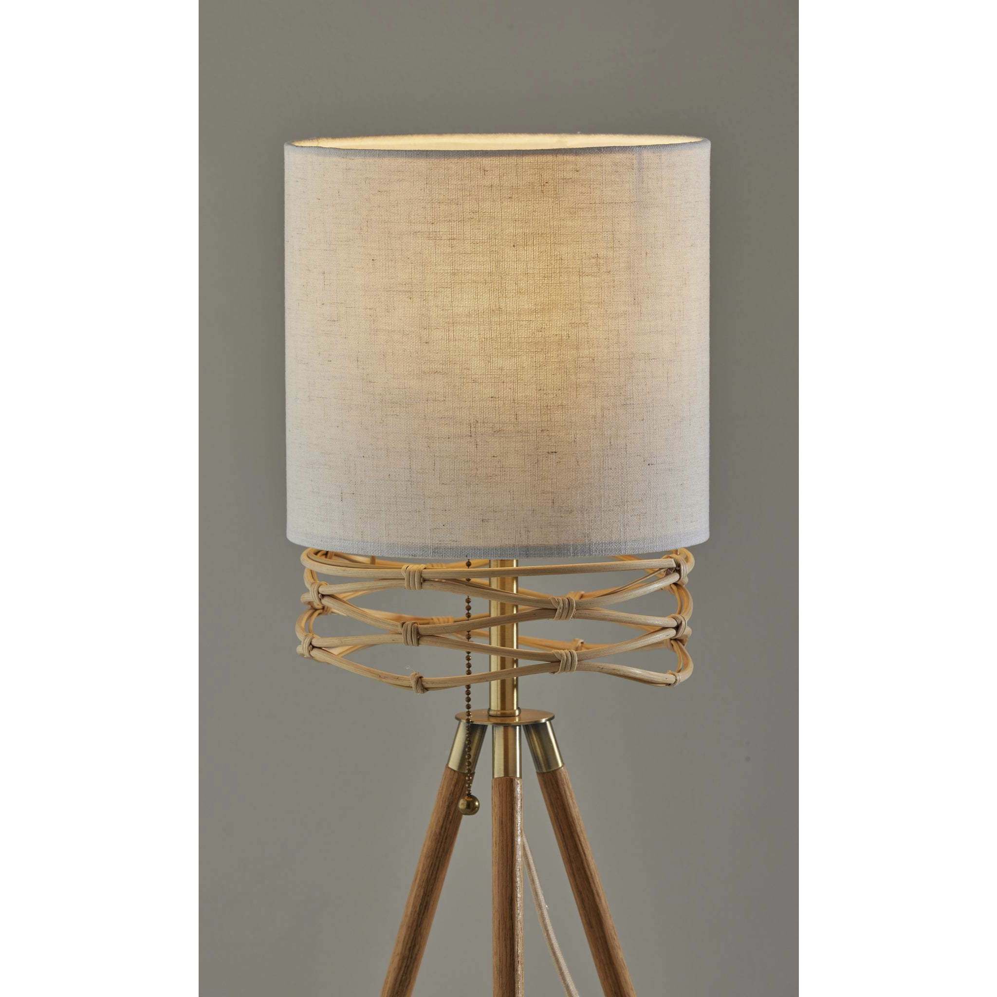 Melanie 25 inch 40.00 watt Natural Wood Veneer / Antique Brass Accents Table Lamp Portable Light