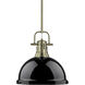Yep Duncan 1 Light 14 inch Aged Brass Pendant Ceiling Light in Black