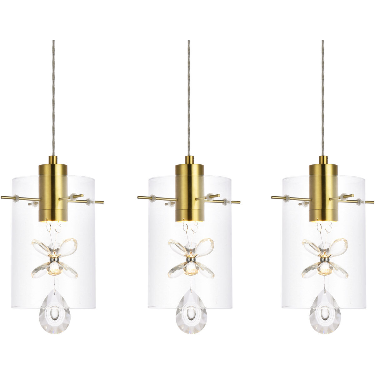 Hana 3 Light 24 inch Gold Linear Pendant Ceiling Light