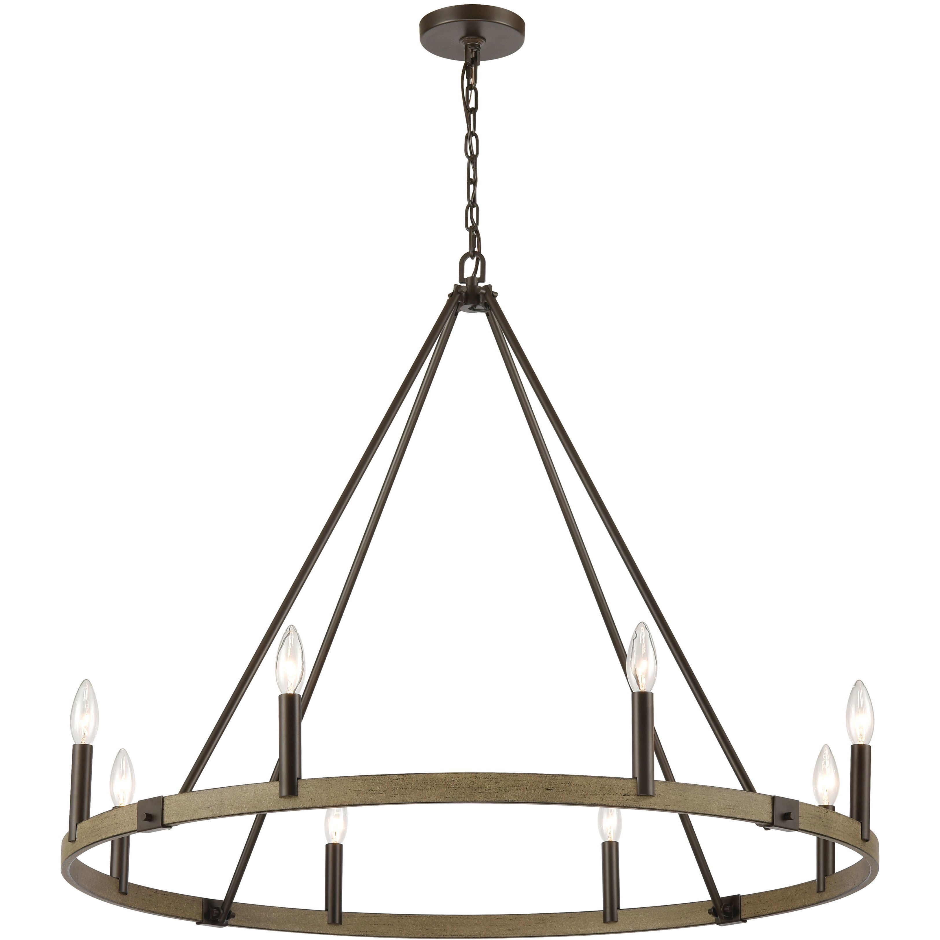 Transitions 8 Light 36 inch Oil Rubbed Bronze Chandelier Ceiling Light