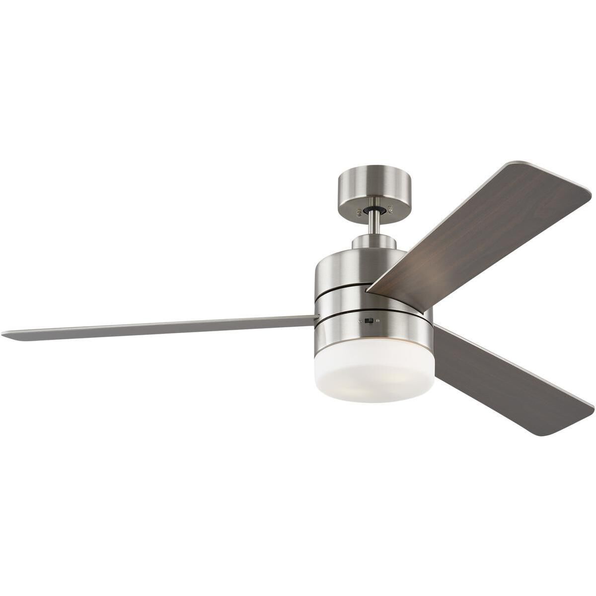 Era 52 LED 52 inch Brushed Steel with Silver/American Walnut reversible blades Indoor/Outdoor Ceiling Fan
