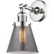 Franklin Restoration Small Cone LED 6 inch Polished Chrome Sconce Wall Light in Plated Smoke Glass, Franklin Restoration