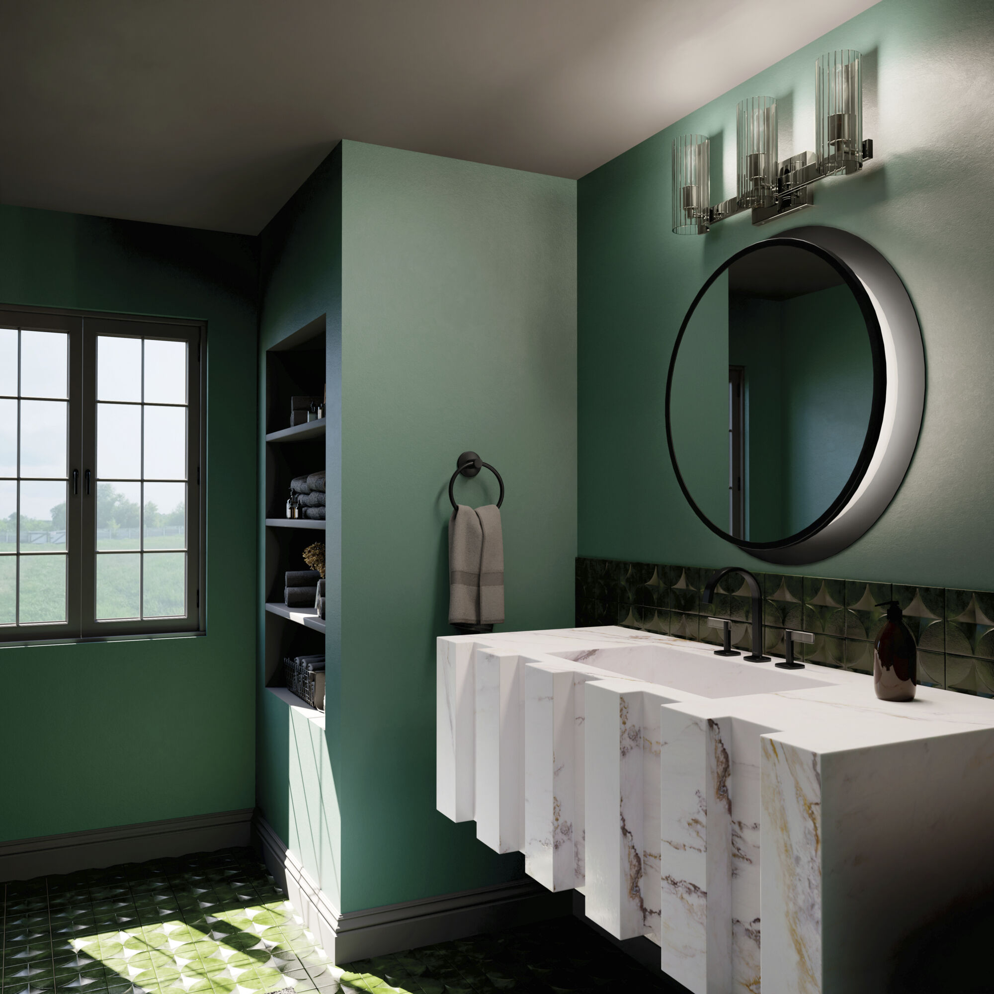 Jemsa 3 Light 22.75 inch Polished Nickel Bath Bracket Wall Light, 3 Arm