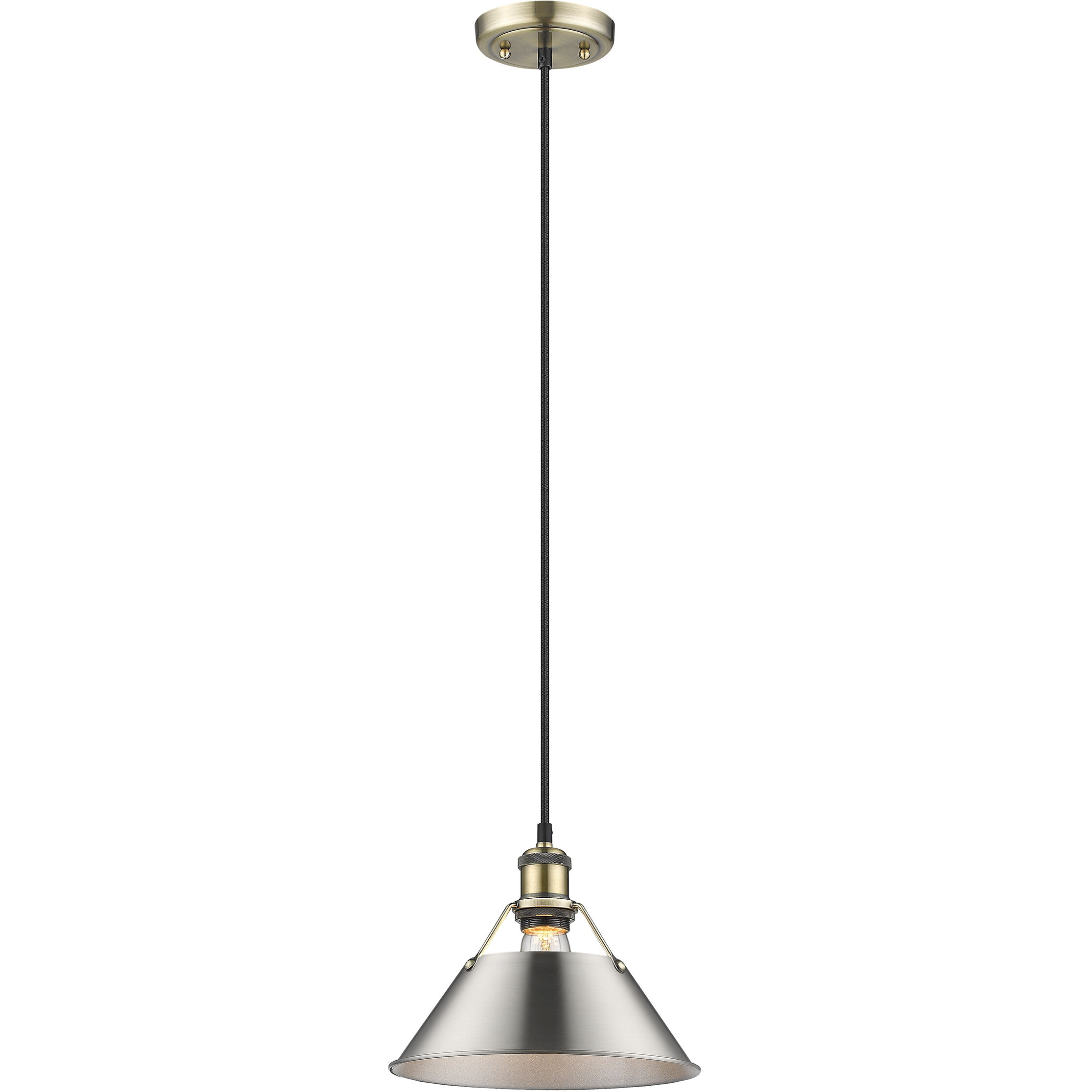 Yep Orwell Pendant Ceiling Light in Aged Brass, Pewter, Medium