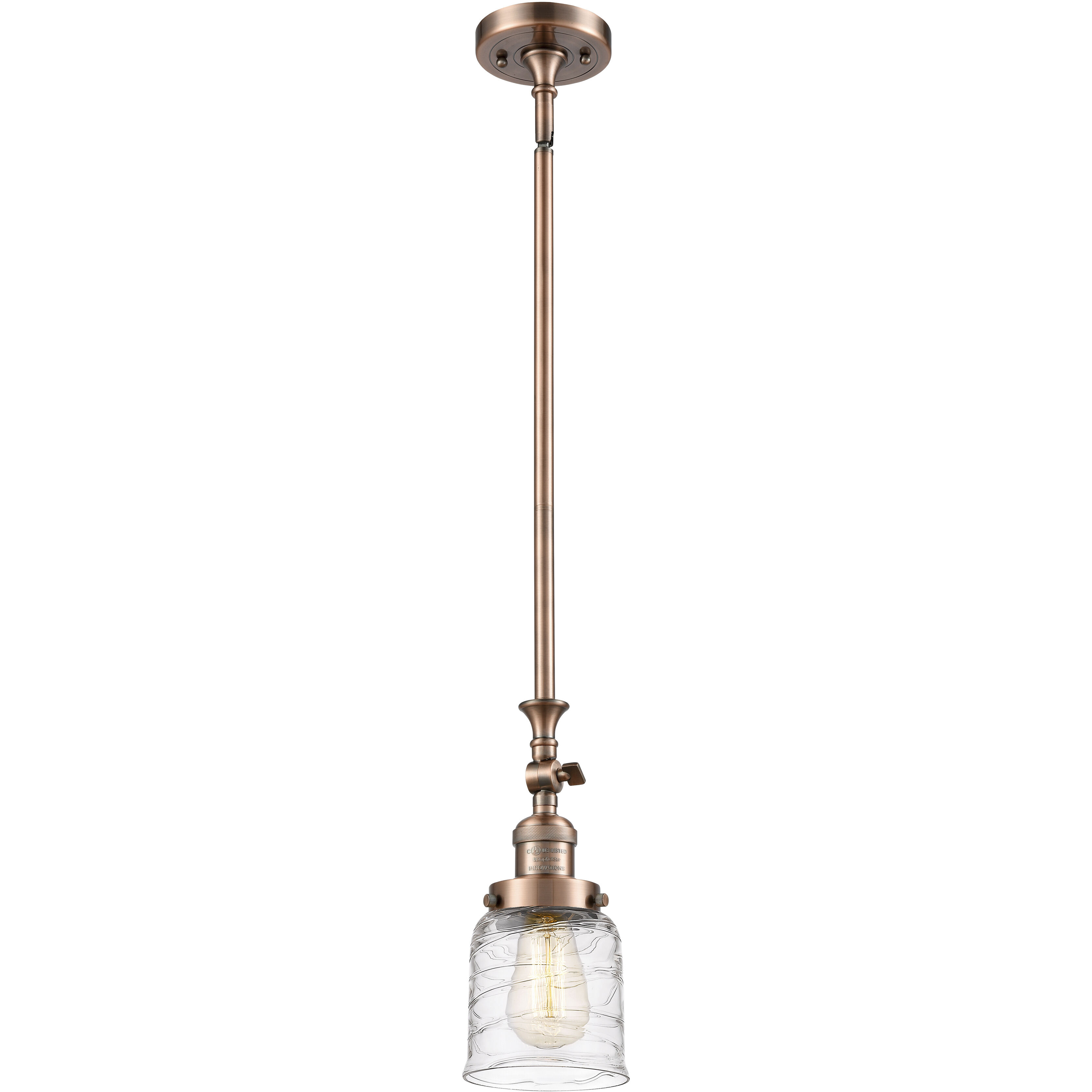 Franklin Restoration Bell LED 5 inch Antique Copper Mini Pendant Ceiling Light in Deco Swirl
