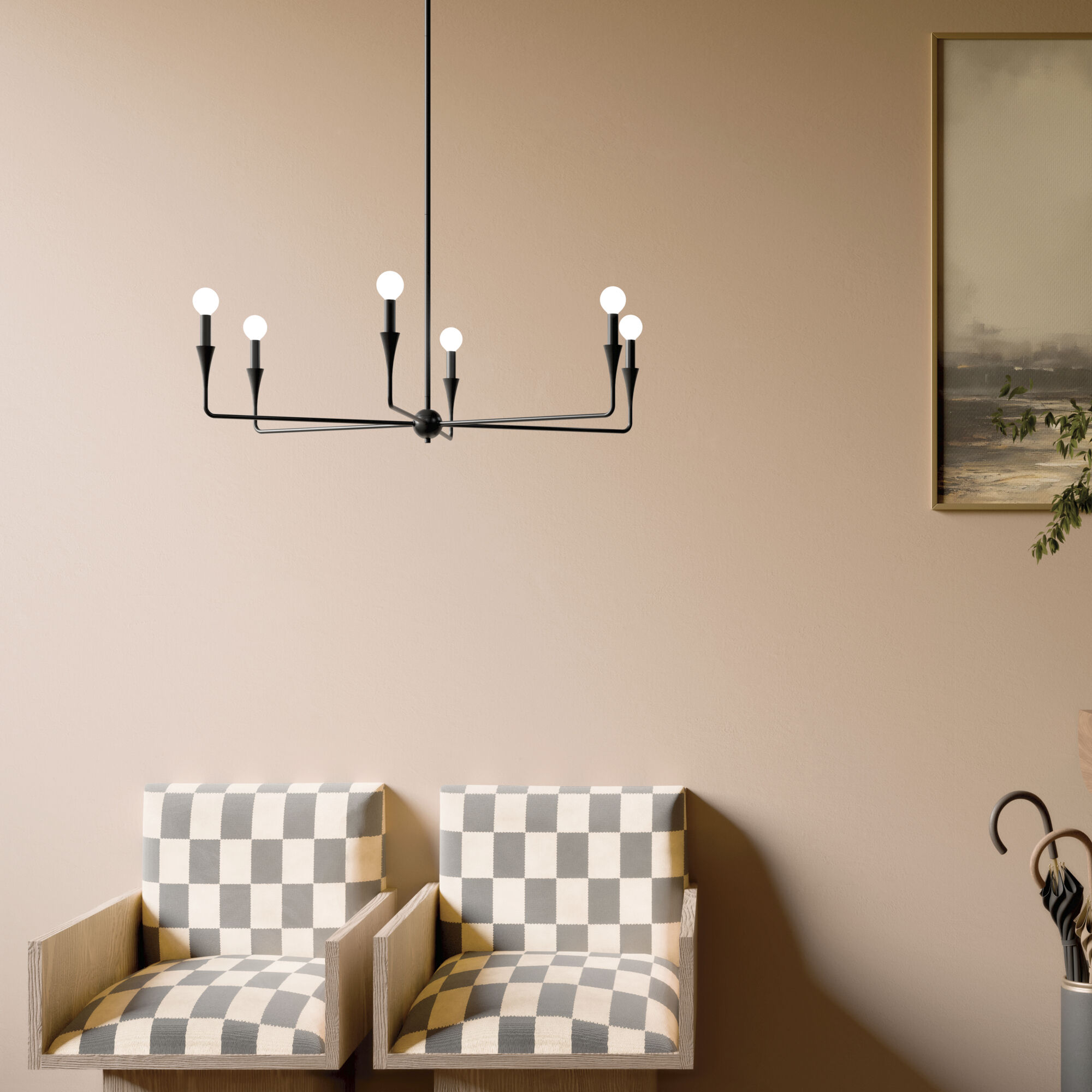 Alvaro 6 Light Black Chandelier Ceiling Light, 1 Tier Medium